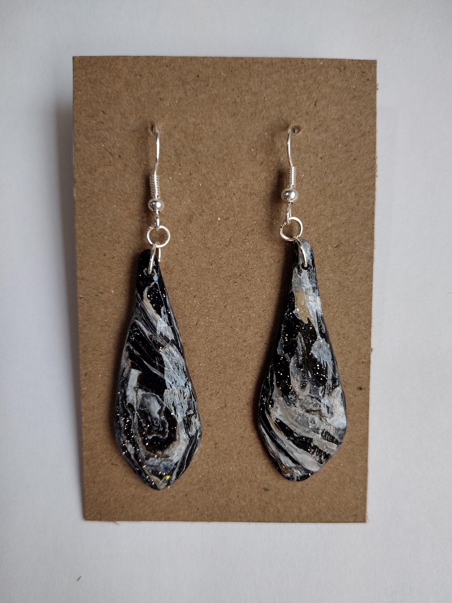 Black, Gold and Grey Marble Earrings Collection