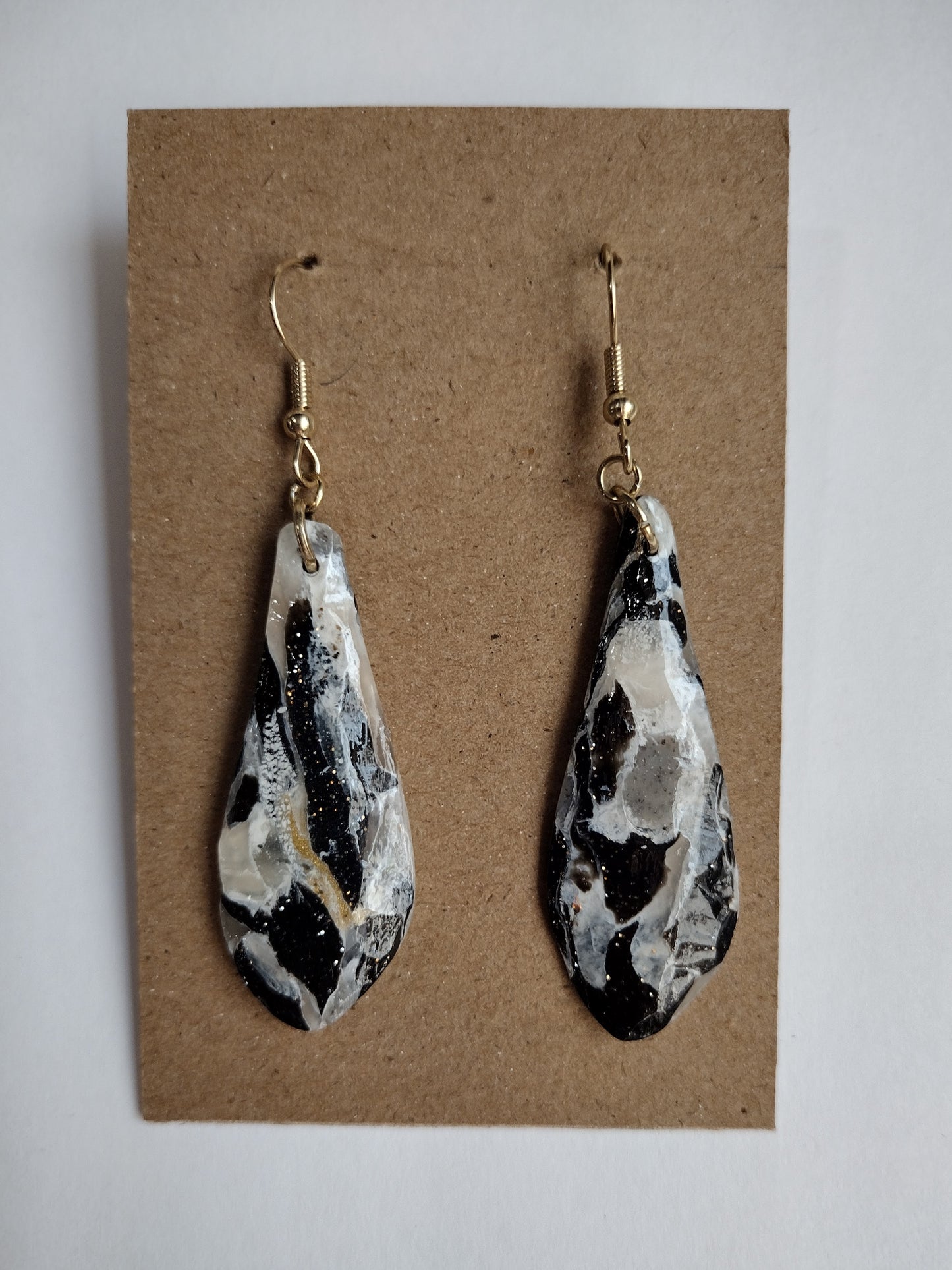 Black, Gold and Grey Marble Earrings Collection
