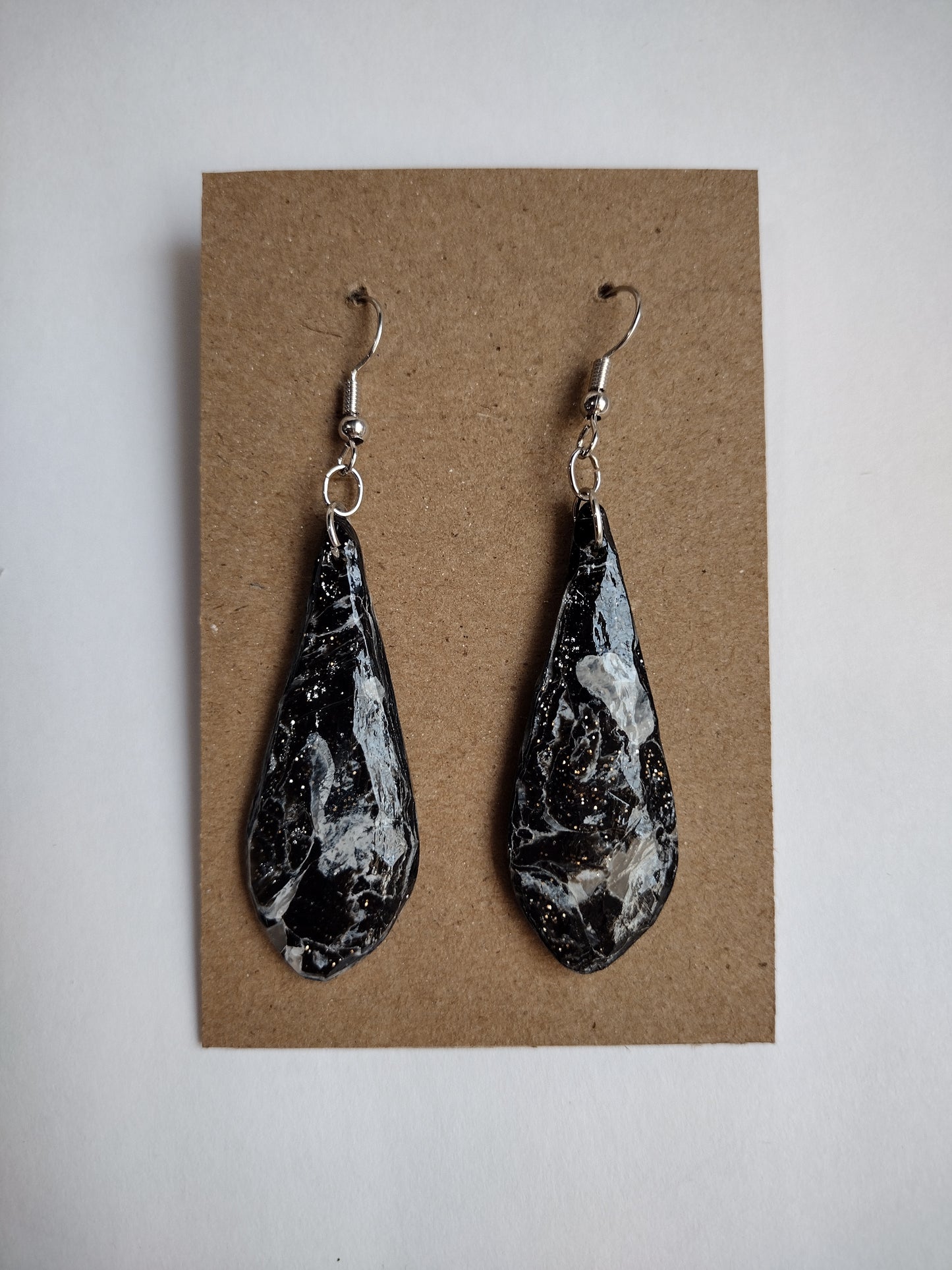 Black, Gold and Grey Marble Earrings Collection