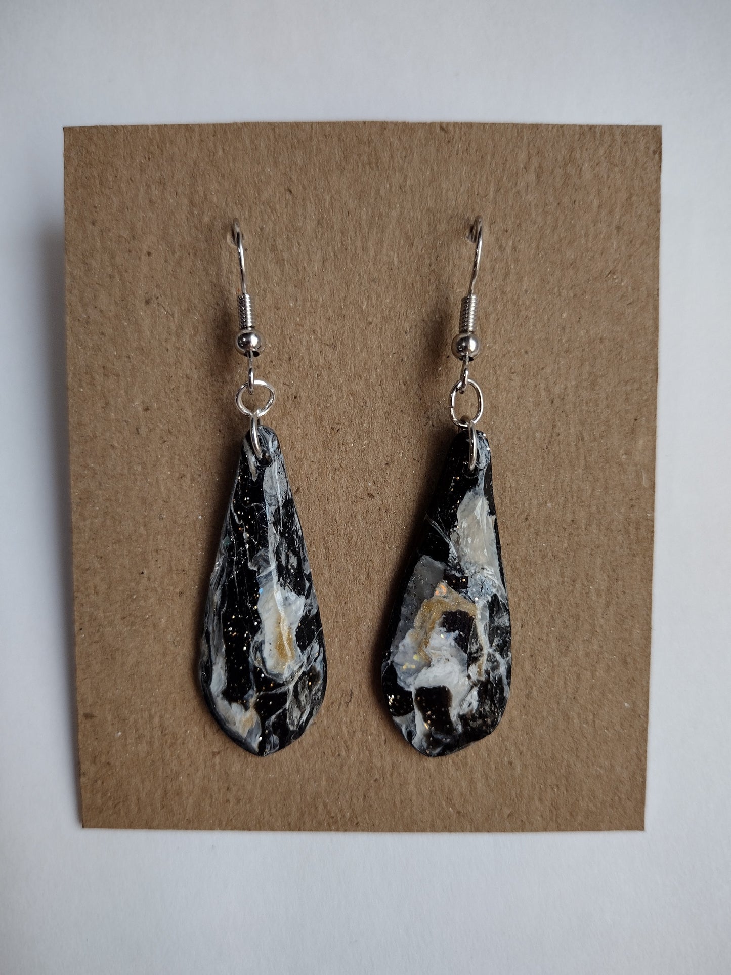 Black, Gold and Grey Marble Earrings Collection