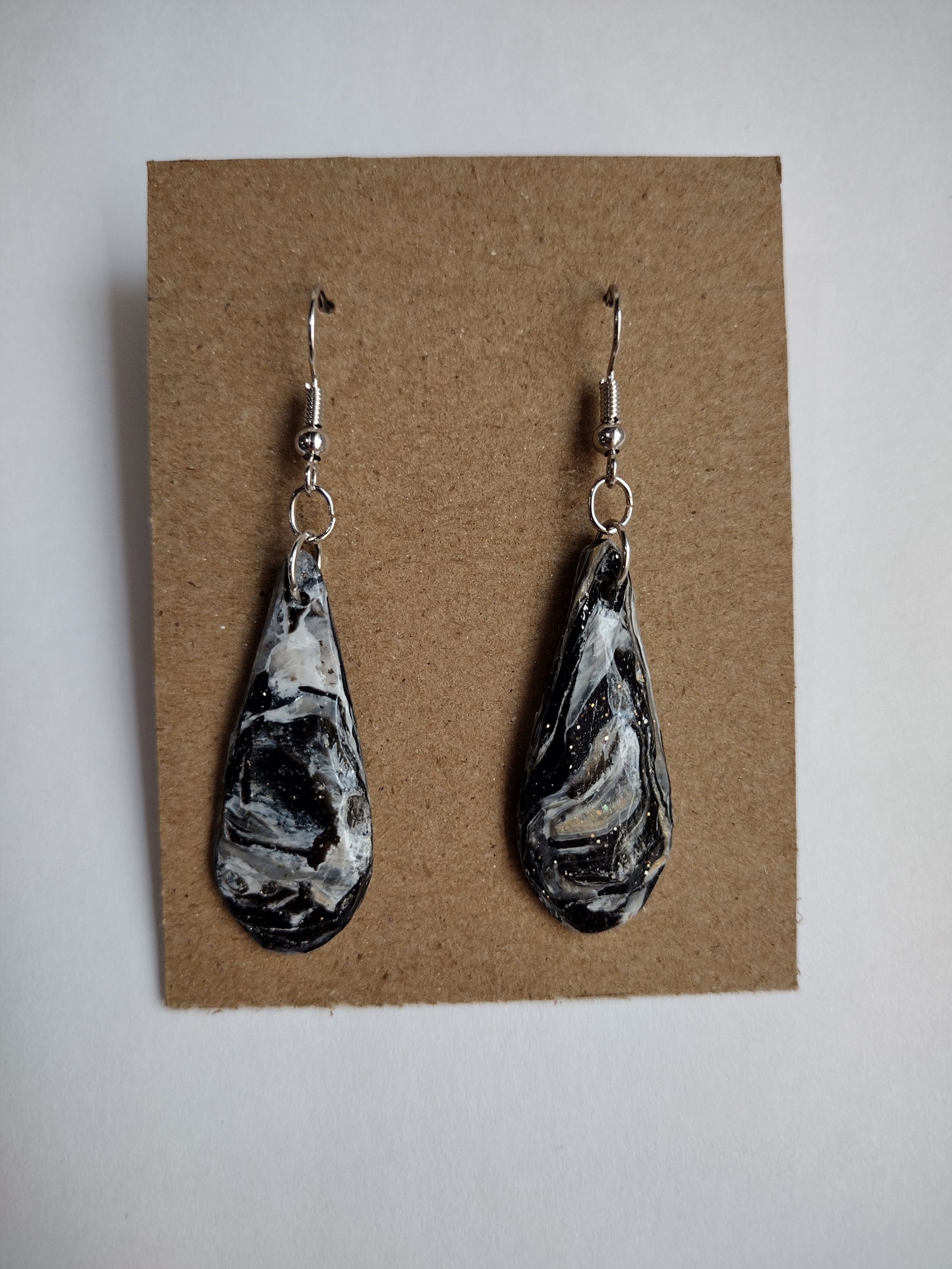 Black, Gold and Grey Marble Earrings Collection