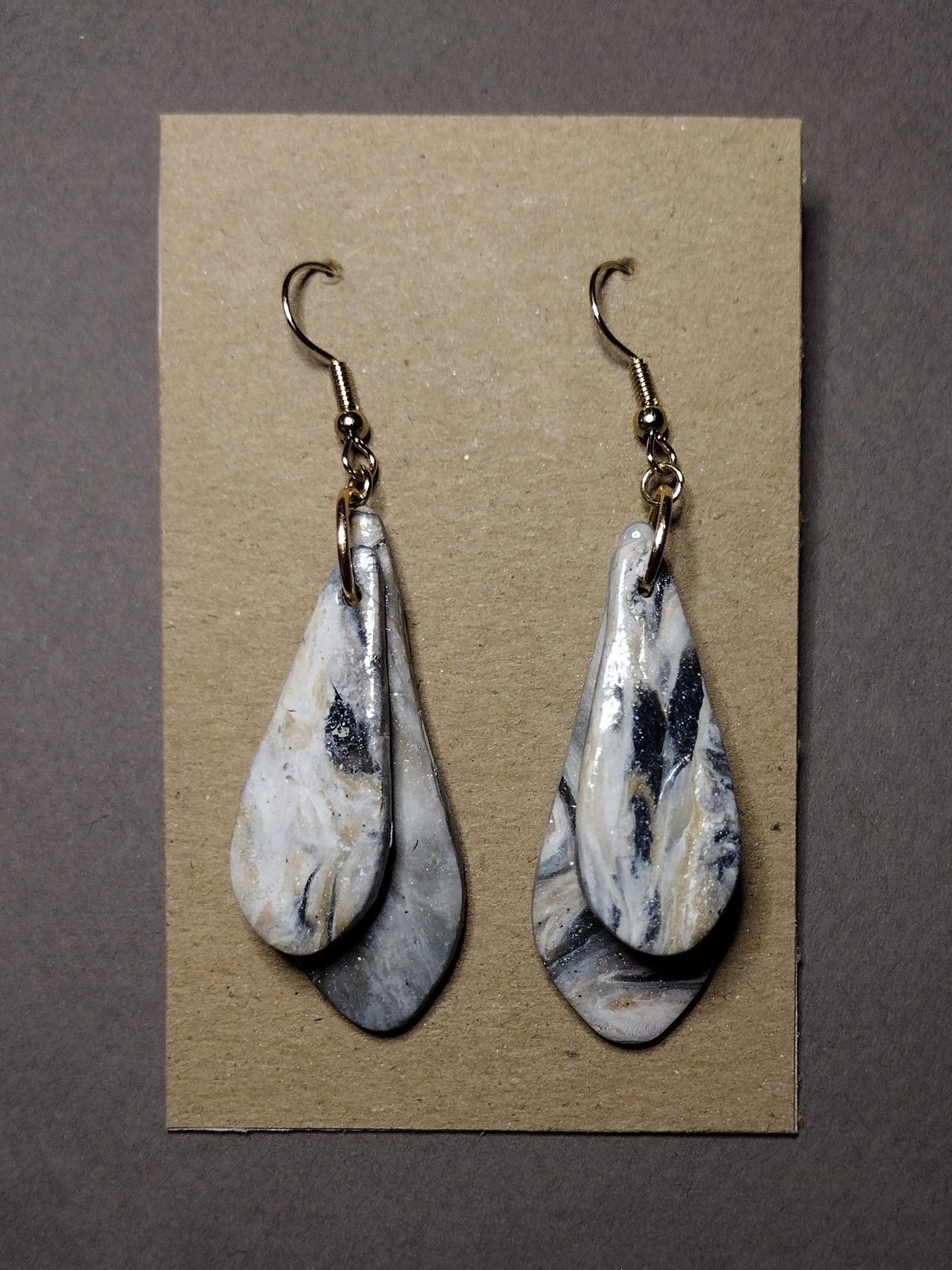 Black, Gold and Grey Marble Earrings Collection