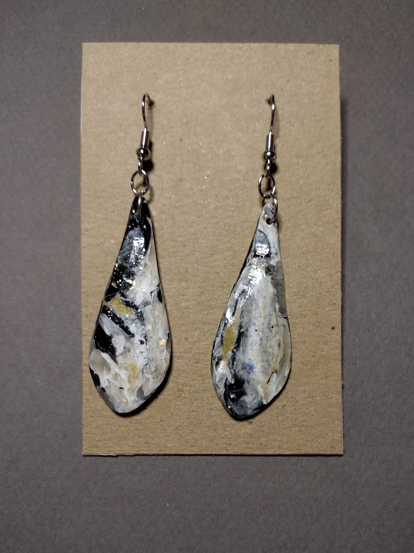 Black, Gold and Grey Marble Earrings Collection