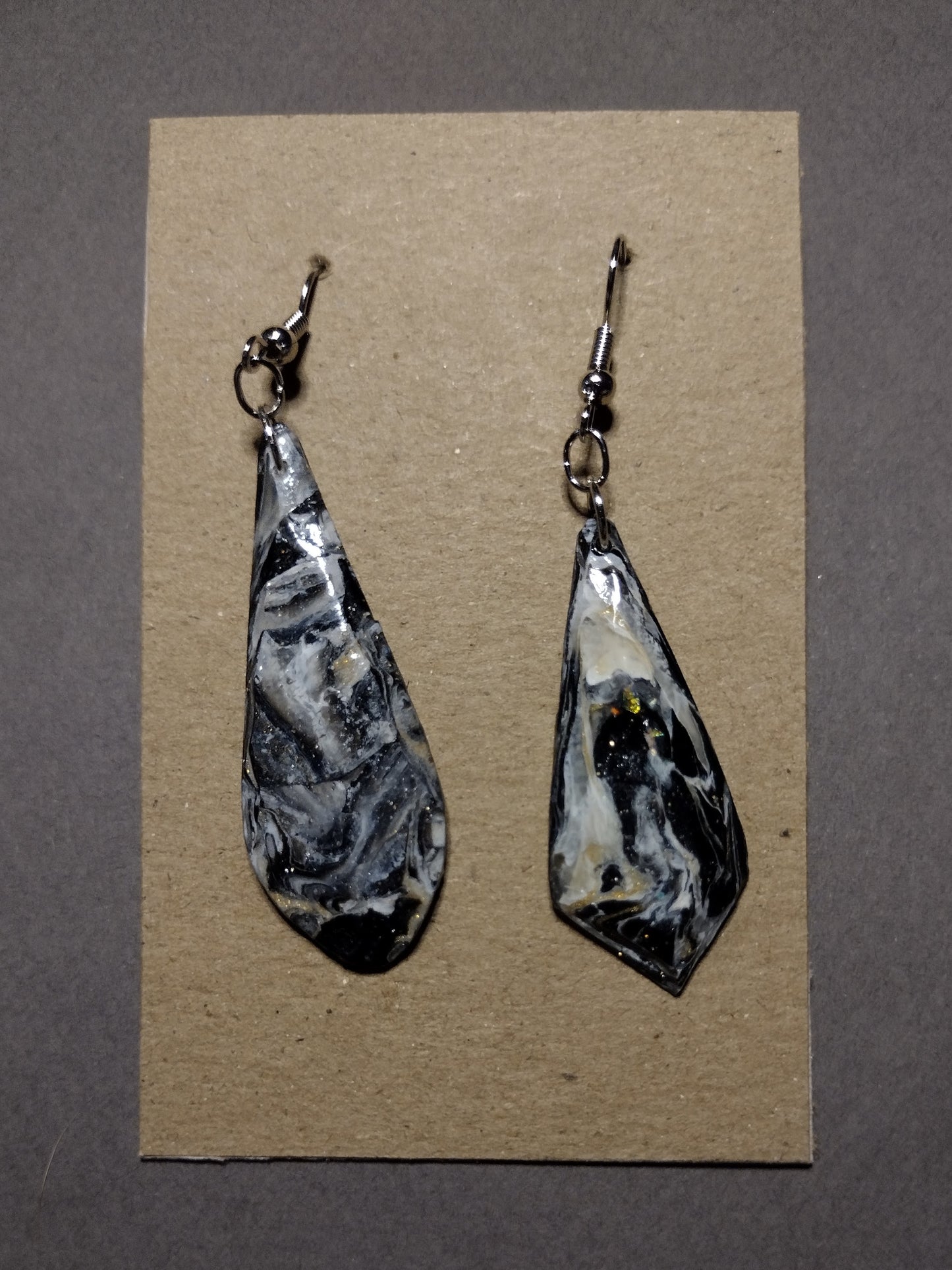 Black, Gold and Grey Marble Earrings Collection