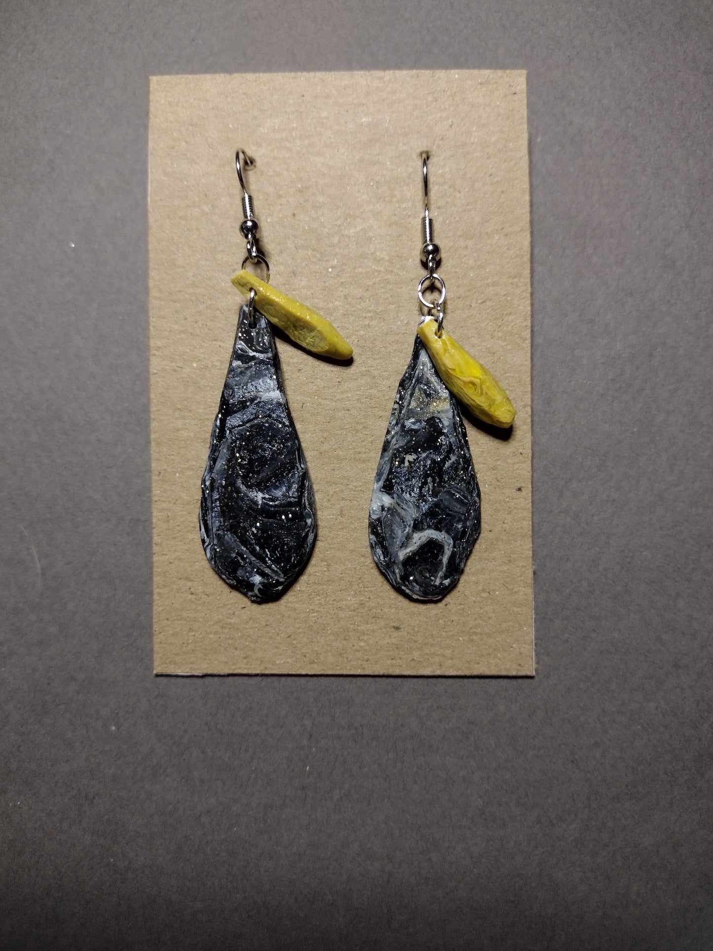 Black, Gold and Grey Marble Earrings Collection