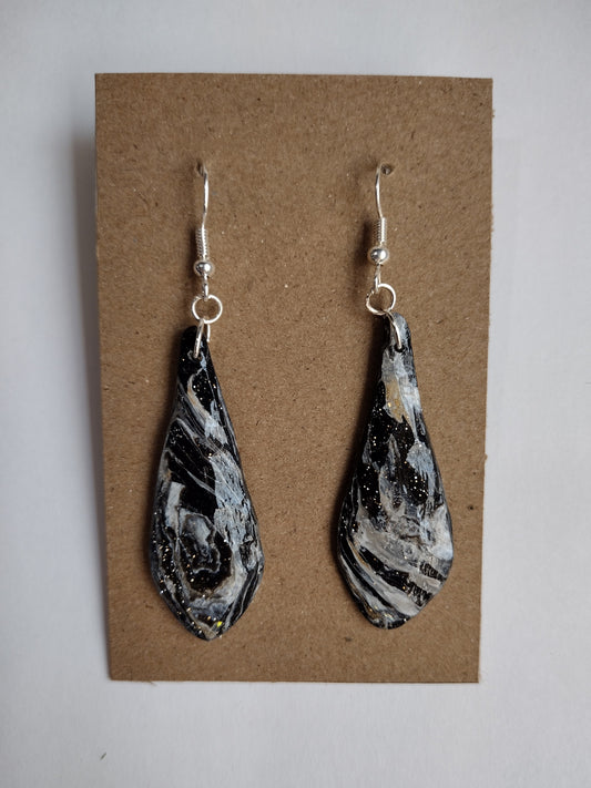 Black, Gold and Grey Marble Earrings Collection